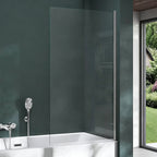 32 in. W x 56 in. H  Pivot Semi-Frameless Tub Door in Alloy Aluminum with 1/4 in.Tempered Clear Glass