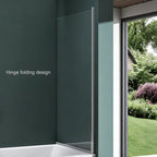 32 in. W x 56 in. H  Pivot Semi-Frameless Tub Door in Alloy Aluminum with 1/4 in.Tempered Clear Glass