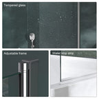 32 in. W x 56 in. H  Pivot Semi-Frameless Tub Door in Alloy Aluminum with 1/4 in.Tempered Clear Glass