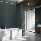 32 in. W x 56 in. H  Pivot Semi-Frameless Tub Door in Alloy Aluminum with 1/4 in.Tempered Clear Glass