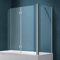 48 in. W x 56 in. H  Bi-Fold Semi-Frameless Tub Door in Alloy Aluminum with 1/4 in.Tempered Clear Glass