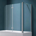48 in. W x 56 in. H  Bi-Fold Semi-Frameless Tub Door in Alloy Aluminum with 1/4 in.Tempered Clear Glass