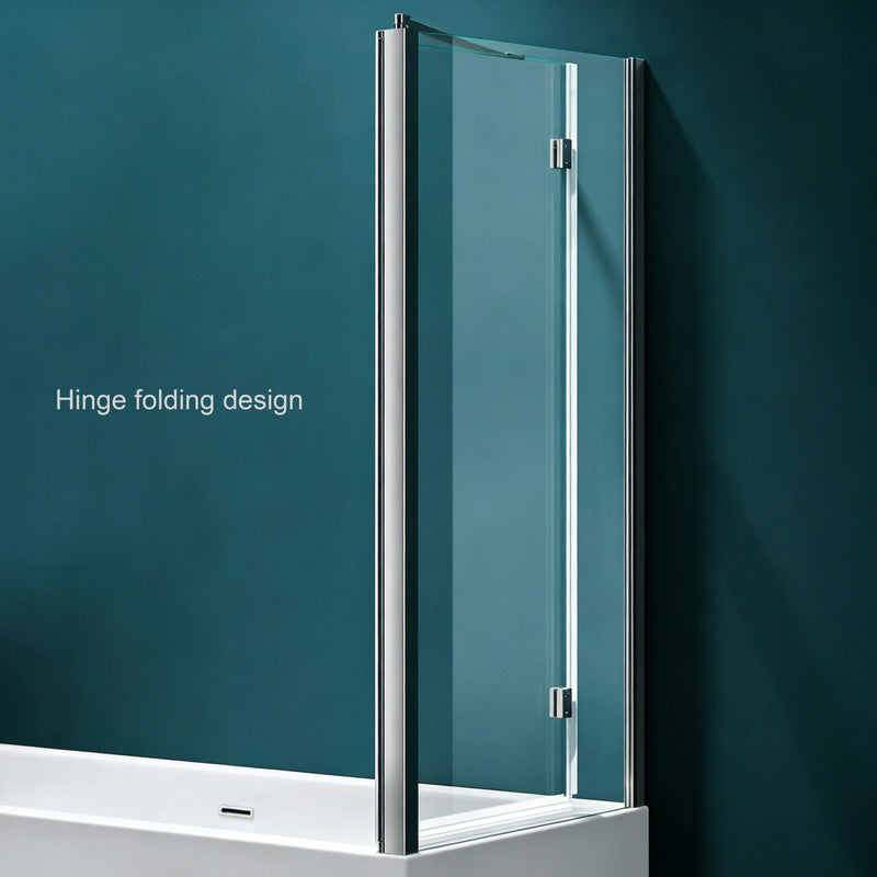 48 in. W x 56 in. H  Bi-Fold Semi-Frameless Tub Door in Alloy Aluminum with 1/4 in.Tempered Clear Glass