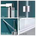 48 in. W x 56 in. H  Bi-Fold Semi-Frameless Tub Door in Alloy Aluminum with 1/4 in.Tempered Clear Glass