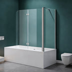 48 in. W x 56 in. H  Bi-Fold Semi-Frameless Tub Door in Alloy Aluminum with 1/4 in.Tempered Clear Glass