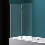 48 in. W x 56 in. H  Bi-Fold Semi-Frameless Tub Door in Alloy Aluminum with 1/4 in.Tempered Clear Glass