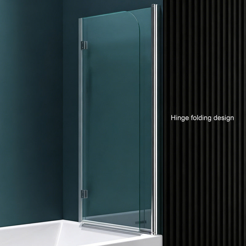 48 in. W x 56 in. H  Bi-Fold Semi-Frameless Tub Door in Alloy Aluminum with 1/4 in.Tempered Clear Glass