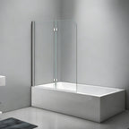 48 in. W x 56 in. H  Bi-Fold Semi-Frameless Tub Door in Alloy Aluminum with 1/4 in.Tempered Clear Glass