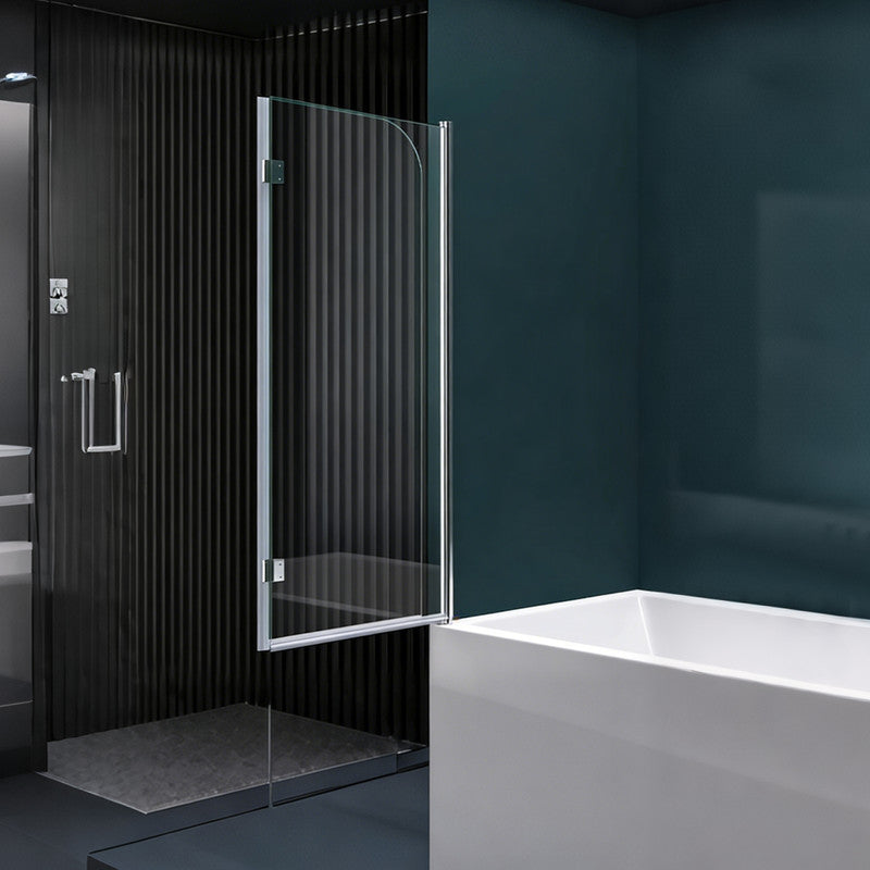 48 in. W x 56 in. H  Bi-Fold Semi-Frameless Tub Door in Alloy Aluminum with 1/4 in.Tempered Clear Glass