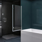 48 in. W x 56 in. H  Bi-Fold Semi-Frameless Tub Door in Alloy Aluminum with 1/4 in.Tempered Clear Glass