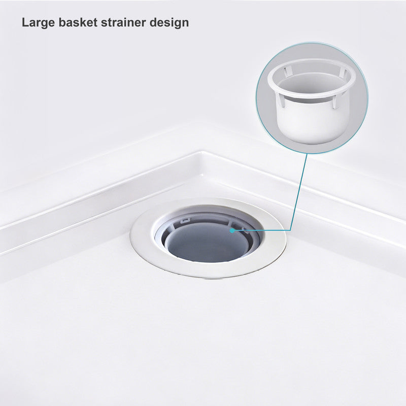 Adjustable Shower Drain with Strainer Basket, 12–32-in Extension, Fits 3.5–4-in Drain, ABS, Easy Installation, Anti-Clog & Odor Resistant