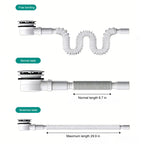 Adjustable Shower Drain with Strainer Basket, 12–32-in Extension, Fits 3.5–4-in Drain, ABS, Easy Installation, Anti-Clog & Odor Resistant
