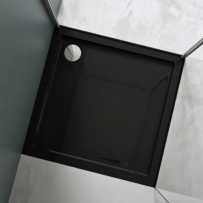 36 in x 36 in Acrylic Alcove Shower Base with Corner Drain, High-Gloss White, Slip-Resistant, Reinforced 5.5-in Thick Base