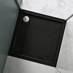 36 in x 36 in Acrylic Alcove Shower Base with Corner Drain, High-Gloss White, Slip-Resistant, Reinforced 5.5-in Thick Base