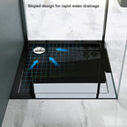 36 in x 36 in Acrylic Alcove Shower Base with Corner Drain, High-Gloss White, Slip-Resistant, Reinforced 5.5-in Thick Base