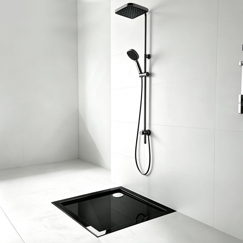 36 in x 36 in Acrylic Alcove Shower Base with Corner Drain, High-Gloss White, Slip-Resistant, Reinforced 5.5-in Thick Base