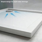 36 in x 36 in Acrylic Alcove Shower Base with Corner Drain, High-Gloss White, Slip-Resistant, Reinforced 5.5-in Thick Base