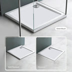 36 in x 36 in Acrylic Alcove Shower Base with Corner Drain, High-Gloss White, Slip-Resistant, Reinforced 5.5-in Thick Base