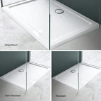 60 in x 32 in Acrylic Alcove Shower Base with Back Drain, High-Gloss White/Black, Slip-Resistant, Reinforced Bottom
