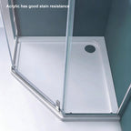 36 in x 36 in Acrylic Pentagon-Shaped Corner Shower Base with Corner Drain, High-Gloss White, Slip-Resistant, Reinforced Bottom