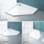 36 in x 36 in Acrylic Pentagon-Shaped Corner Shower Base with Corner Drain, High-Gloss White, Slip-Resistant, Reinforced Bottom