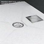 60 in x 32 in Cast Marble Alcove Shower Base with Left/Right Drain, Matte White/Black, Slip-Resistant, No Threshold, Durable One-Piece Design