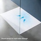 60 in x 32 in Cast Marble Alcove Shower Base with Back Drain, Matte White/Black, Slip-Resistant, No Threshold, Durable One-Piece Design