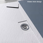 60 in x 32 in Cast Marble Alcove Shower Base with Back Drain, Matte White/Black, Slip-Resistant, No Threshold, Durable One-Piece Design