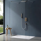 60 in x 32 in Cast Marble Alcove Shower Base with Back Drain, Matte White/Black, Slip-Resistant, No Threshold, Durable One-Piece Design