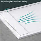 60 in x 32 in Cast Marble Alcove Shower Base with Left/Right Drain, Matte White/Black, Slip-Resistant, No Threshold, Durable One-Piece Design