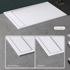 60 in x 32 in Cast Marble Alcove Shower Base with Left/Right Drain, Matte White/Black, Slip-Resistant, No Threshold, Durable One-Piece Design
