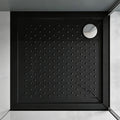 36 in x 36 in Acrylic Corner Shower Base with Corner Drain, High-Gloss White/Black, Slip-Resistant, Reinforced Bottom