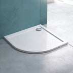 36 in x 36 in Acrylic Fan-Shaped Corner Shower Base with Corner Drain, High-Gloss White, Slip-Resistant, Reinforced Bottom