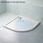 36 in x 36 in Acrylic Fan-Shaped Corner Shower Base with Corner Drain, High-Gloss White, Slip-Resistant, Reinforced Bottom