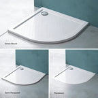 36 in x 36 in Acrylic Fan-Shaped Corner Shower Base with Corner Drain, High-Gloss White, Slip-Resistant, Reinforced Bottom