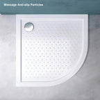 36 in x 36 in Acrylic Fan-Shaped Corner Shower Base with Corner Drain, High-Gloss White, Slip-Resistant, Reinforced Bottom