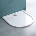 36 in x 36 in Acrylic U-Shaped Alcove Shower Base with Back Drain, High-Gloss White, Slip-Resistant, Reinforced Bottom