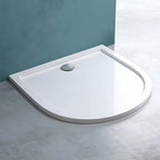 36 in x 36 in Acrylic U-Shaped Alcove Shower Base with Back Drain, High-Gloss White, Slip-Resistant, Reinforced Bottom