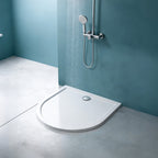 36 in x 36 in Acrylic U-Shaped Alcove Shower Base with Back Drain, High-Gloss White, Slip-Resistant, Reinforced Bottom