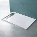 60 in x 32 in Acrylic Alcove Shower Base with Left/Right Drain, High-Gloss White/Black, Slip-Resistant, Reinforced Bottom, Easy Installation