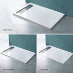 60 in x 32 in Acrylic Alcove Shower Base with Left/Right Drain, High-Gloss White/Black, Slip-Resistant, Reinforced Bottom, Easy Installation