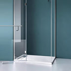 60 in x 32 in Acrylic Alcove Shower Base with Left/Right Drain, High-Gloss White/Black, Slip-Resistant, Reinforced Bottom, Easy Installation