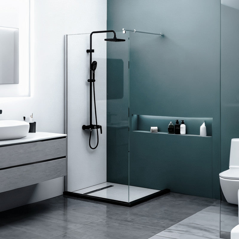 36 in. W x 76 in. H Fixed Semi-Frameless Single Panel Shower Door with 5/16 in. Tempered Clear Glass