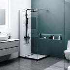 36 in. W x 76 in. H Fixed Semi-Frameless Single Panel Shower Door with 5/16 in. Tempered Clear Glass