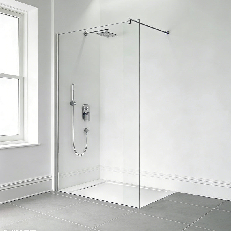 36 in. W x 76 in. H Fixed Semi-Frameless Single Panel Shower Door with 5/16 in. Tempered Clear Glass