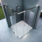 36 in. W x 76 in. H Double Sliding Framed Alcove Shower Doors with 1/4 in. Tempered Clear Glass