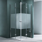 36 in. W x 76 in. H Double Bi-Fold Semi-Frameless Corner Shower Doors with 1/4 in. Tempered Clear Glass