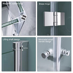 36 in. W x 76 in. H Double Bi-Fold Semi-Frameless Corner Shower Doors with 1/4 in. Tempered Clear Glass