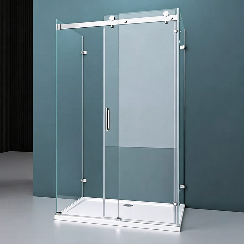 48 in. W x 32 in.D x 76 in. H Sliding Frameless Shower Enclosure Door with 5/16 in. Tempered Clear Glass