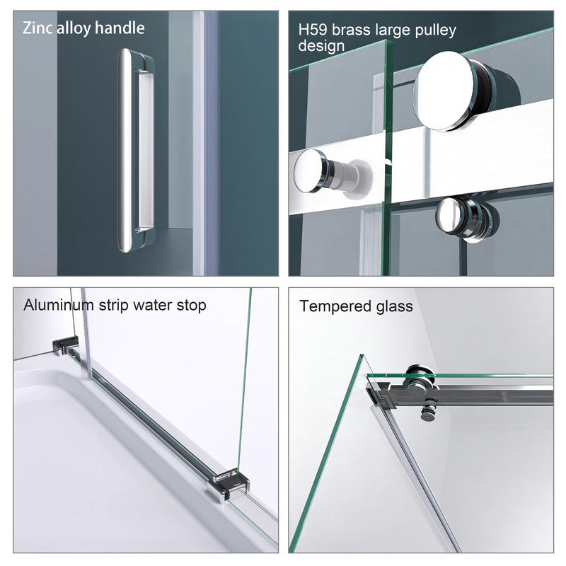 48 in. W x 32 in.D x 76 in. H Sliding Frameless Shower Enclosure Door with 5/16 in. Tempered Clear Glass